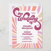 Retro Groovy 70er Wedding Einladung (Vorderseite)