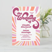 Retro Groovy 70er Wedding Einladung (Stehend Vorderseite)
