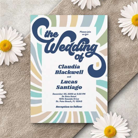 Retro Groovy 70er Wedding Einladung