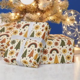 Retro Groovy 70er Weihnachten Geschenkpapier