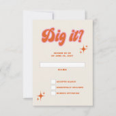 Retro Groovy 70s Cute Ivory Orange Pink Wedding RSVP Karte (Vorderseite)