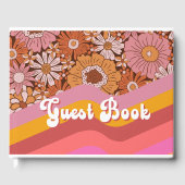 Retro Groovy 70's Floral MOD Guest Book Gästebuch (Vorderseite)