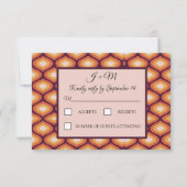 Retro Groovy 70's Orange Wedding RSVP Karte (Vorderseite)