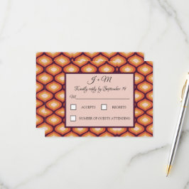 Retro Groovy 70's Orange Wedding RSVP Karte