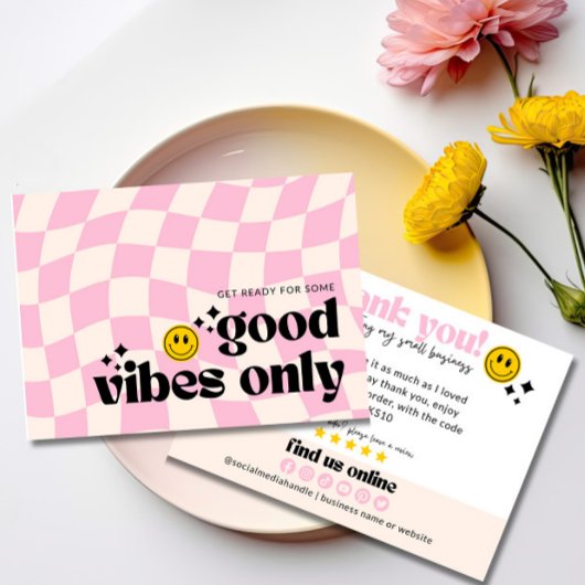 Retro Groovy 70's Small Business Order Editable Dankeskarte