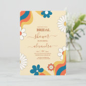 Retro Groovy 70's Themed Bridal Einladung (Stehend Vorderseite)