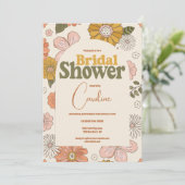 Retro Groovy 70's Themed Bridal Einladung (Stehend Vorderseite)