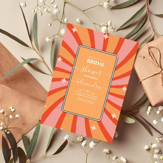 Retro Groovy 70's Themed Bridal Einladung