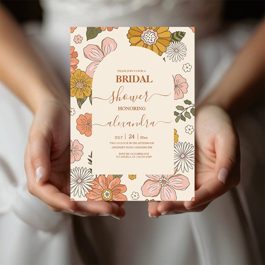 Retro Groovy 70's Themed Bridal Einladung