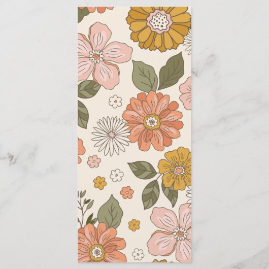 Retro Groovy 70's Themed Bridal Menükarte (Rückseite)