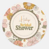 Retro Groovy 70's Themed Bridal Runder Aufkleber (Vorderseite)