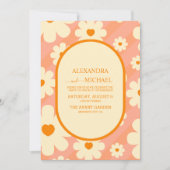 Retro Groovy 70's Themed Mutes Tones Wedding Invit Einladung (Vorderseite)