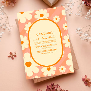 Retro Groovy 70's Themed Mutes Tones Wedding Invit Einladung