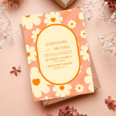 Retro Groovy 70's Themed Mutes Tones Wedding Invit Einladung