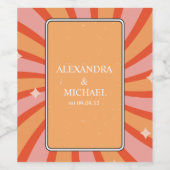 Retro Groovy 70's Themed Mutes Tones Wedding Wine Weinetikett (Einzelnes Label)