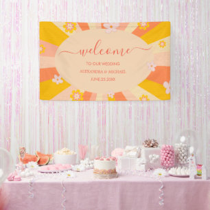 Retro Groovy 70's Themed Orange Gelbe Hochzeit Banner