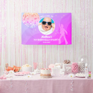 Retro Groovy 80er 90s Disco Geburtstag Begrüßungsg Banner