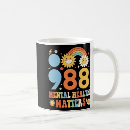 Retro Groovy 988 Mental Health Problems Suicide Pr Kaffeetasse (Rechts)