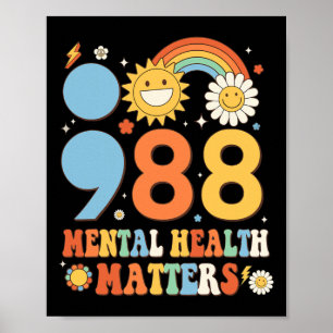 Retro Groovy 988 Psychische Gesundheitsprobleme Su Poster