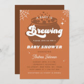 Retro Groovy a Baby Brewing Fall Babydusche Einladung (Vorne/Hinten)