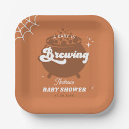 Retro Groovy a Baby Brewing Fall Babydusche Pappteller