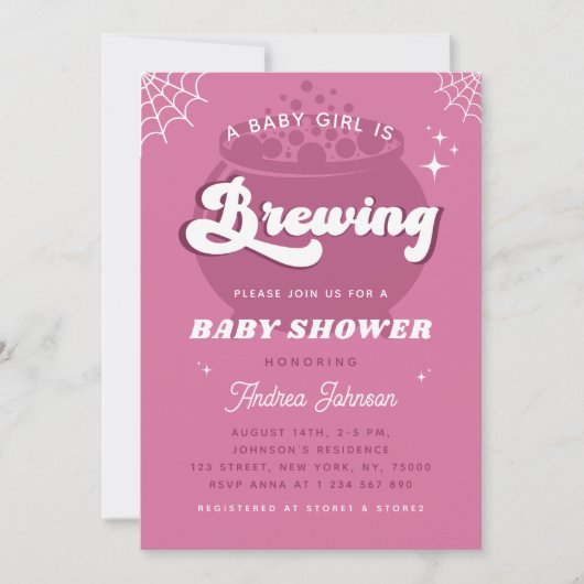 Retro Groovy a Baby Girl Braut Babydusche Einladung (Vorderseite)