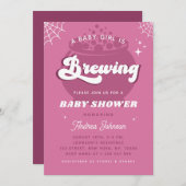 Retro Groovy a Baby Girl Braut Babydusche Einladung (Vorne/Hinten)