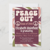 Retro Groovy Abschluss - Peace Out Einladung (Vorderseite)