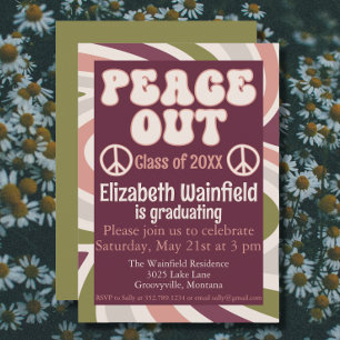 Retro Groovy Abschluss - Peace Out Einladung