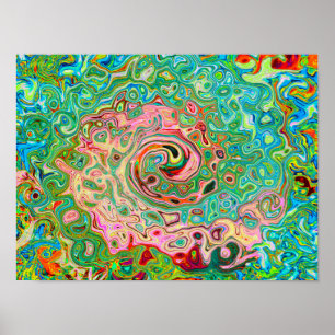 Retro Groovy Abstrakt Bunt Regenbogen Wirbel Poster
