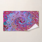 Retro Groovy Abstrakt Lavender und Magenta Swirl Badhandtuch Set (Handtuch)