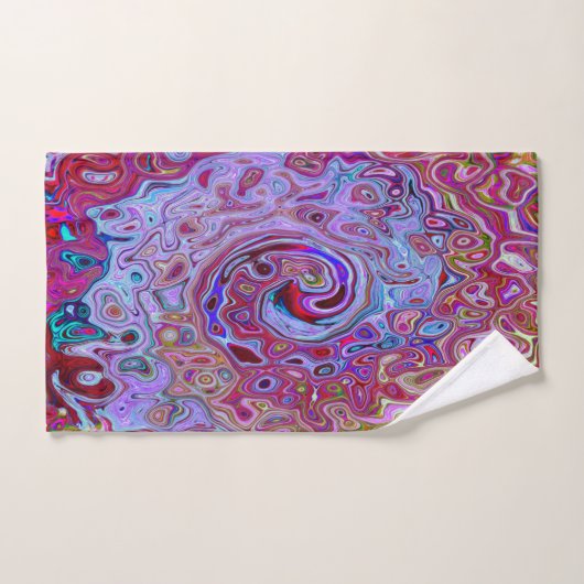 Retro Groovy Abstrakt Lavender und Magenta Swirl Badhandtuch Set (Handtuch)