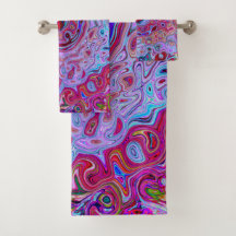 Retro Groovy Abstrakt Lavender und Magenta Swirl