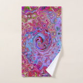 Retro Groovy Abstrakt Lavender und Magenta Swirl Badhandtuch Set (Handtuch)