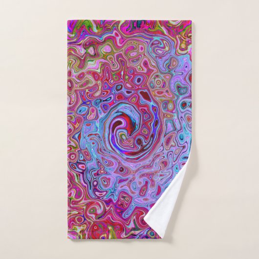 Retro Groovy Abstrakt Lavender und Magenta Swirl Badhandtuch Set (Handtuch)