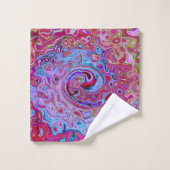 Retro Groovy Abstrakt Lavender und Magenta Swirl Badhandtuch Set (Waschlappen)