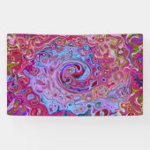 Retro Groovy Abstrakt Lavender und Magenta Swirl Banner (Horizontal)