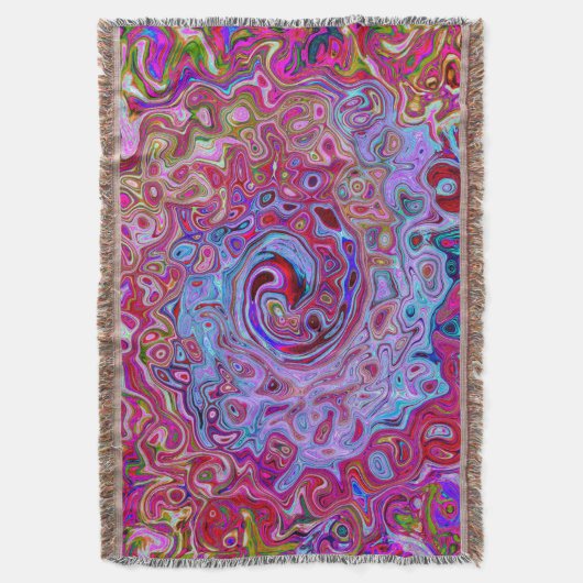 Retro Groovy Abstrakt Lavender und Magenta Swirl Decke (Vorderseite Vertikal)