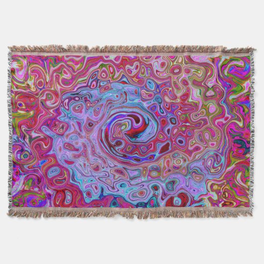 Retro Groovy Abstrakt Lavender und Magenta Swirl Decke (Vorderseite)