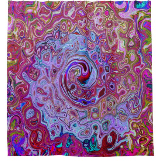 Retro Groovy Abstrakt Lavender und Magenta Swirl Duschvorhang (Vorderseite)