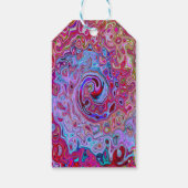 Retro Groovy Abstrakt Lavender und Magenta Swirl Geschenkanhänger (Rückseite)