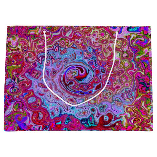 Retro Groovy Abstrakt Lavender und Magenta Swirl Große Geschenktüte (Vorderseite)