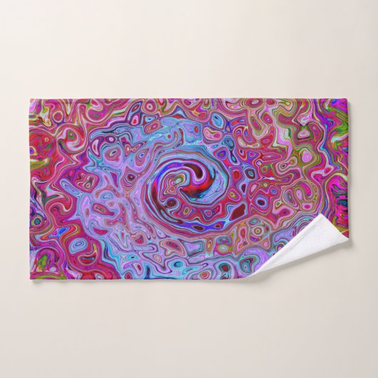 Retro Groovy Abstrakt Lavender und Magenta Swirl Handtuch (Handtuch)