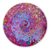 Retro Groovy Abstrakt Lavender und Magenta Swirl Keramikknauf (Vorderseite)