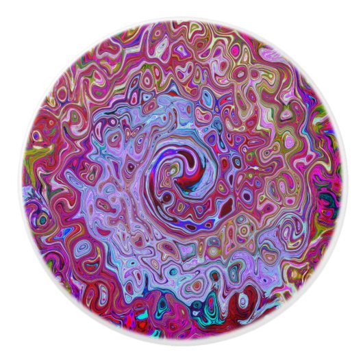 Retro Groovy Abstrakt Lavender und Magenta Swirl Keramikknauf (Vorderseite)