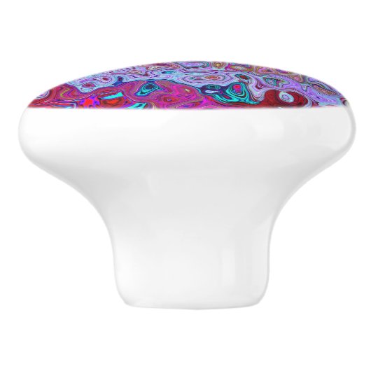 Retro Groovy Abstrakt Lavender und Magenta Swirl Keramikknauf (Seitenansicht)