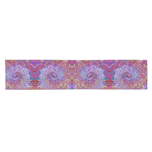 Retro Groovy Abstrakt Lavender und Magenta Swirl Kurzer Tischläufer (Horizontal)