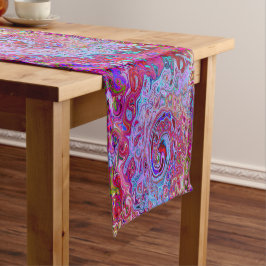 Retro Groovy Abstrakt Lavender und Magenta Swirl Kurzer Tischläufer