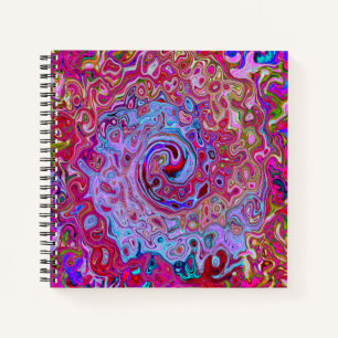 Retro Groovy Abstrakt Lavender und Magenta Swirl Notizblock