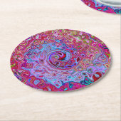 Retro Groovy Abstrakt Lavender und Magenta Swirl Runder Pappuntersetzer (Angewinkelt)